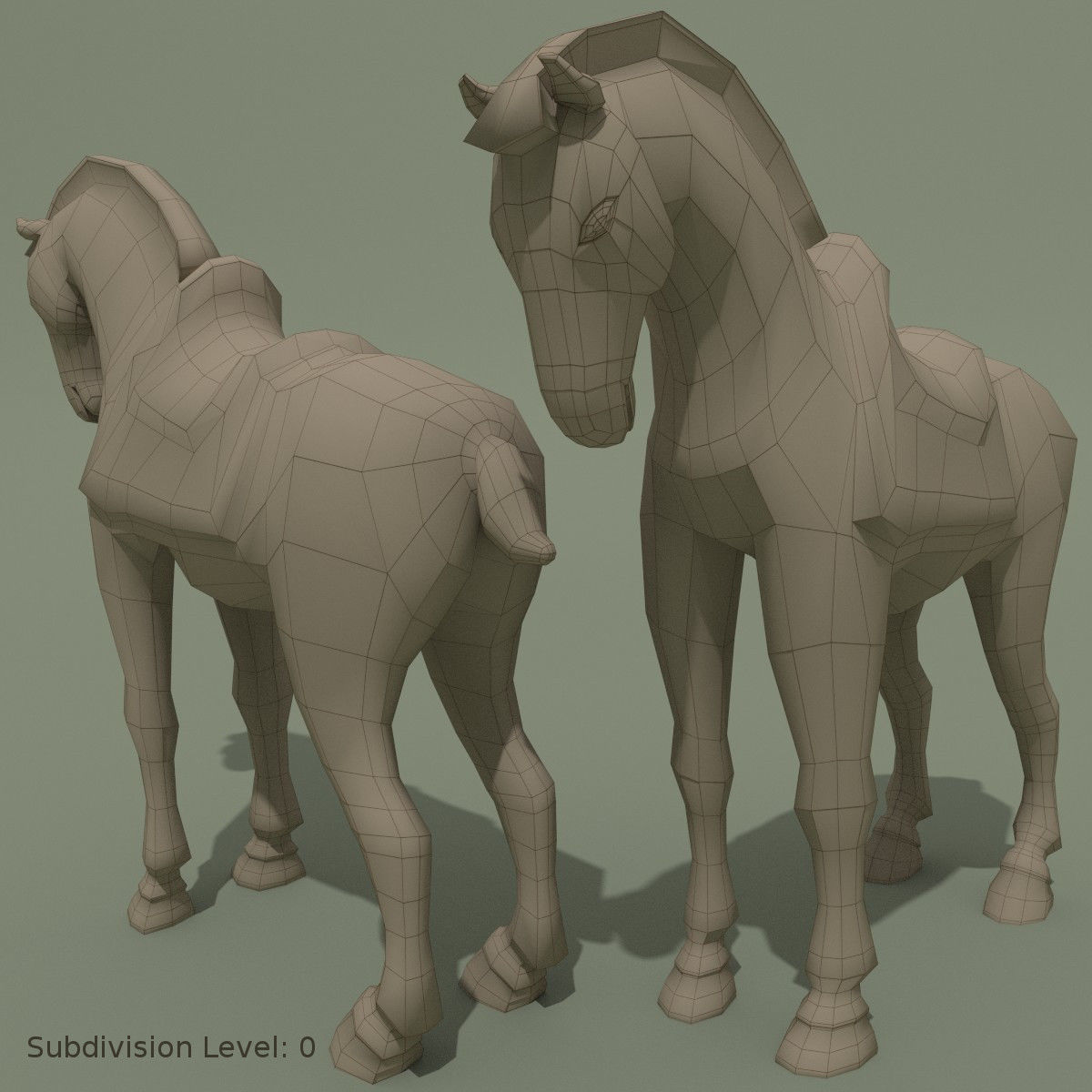 Horse Statuette L 3D model_7