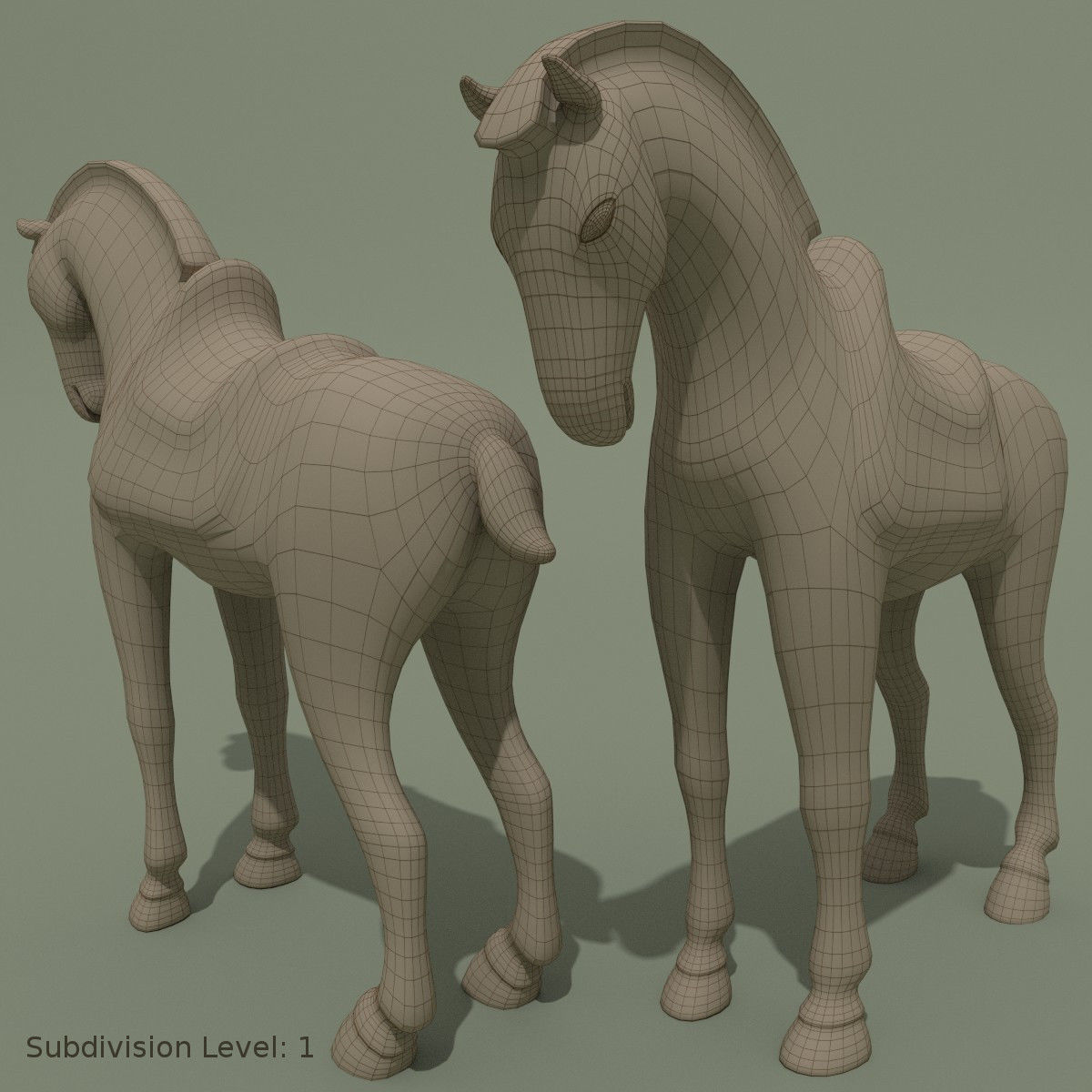 Horse Statuette L 3D model_8