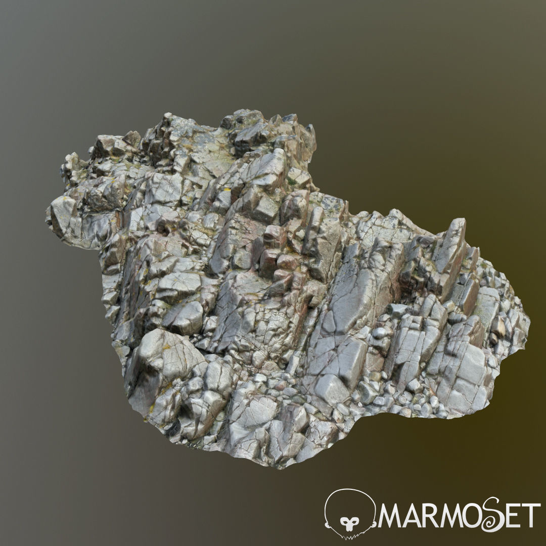 3d scanned rock cliff O2 3D model_4