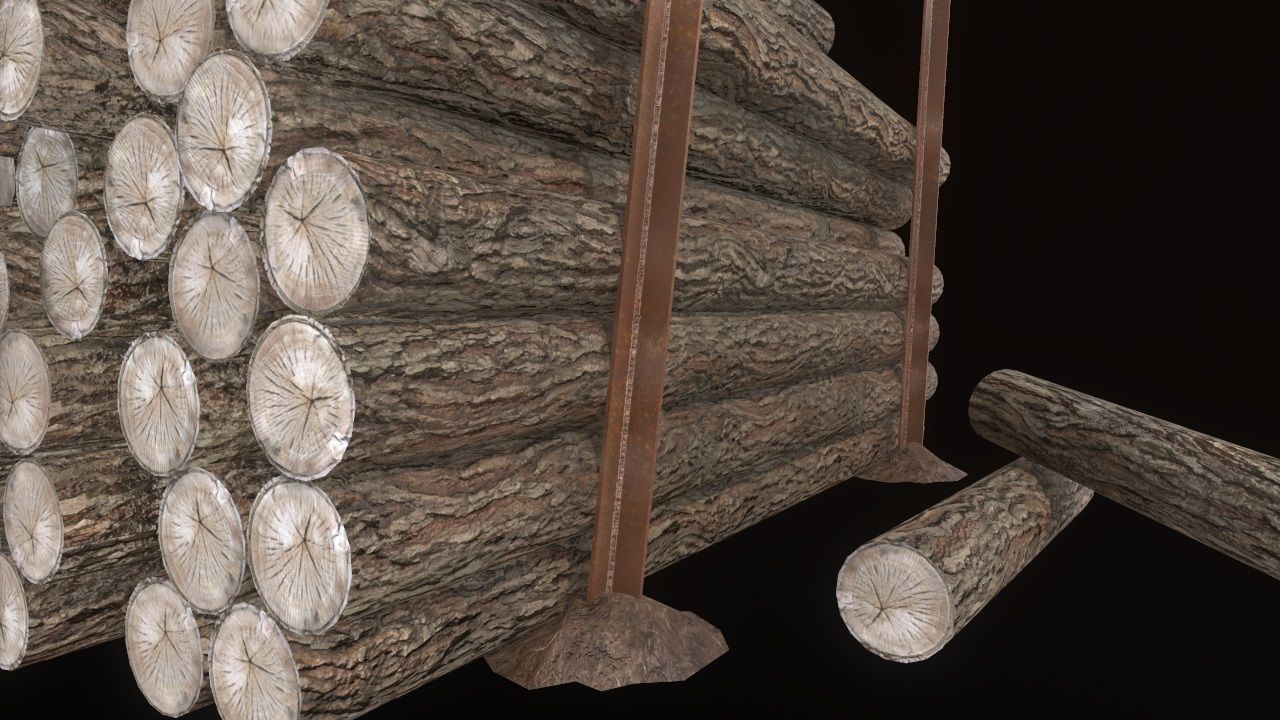 Low Poly Wood Logs Pile PBR Low-poly 3D model_8