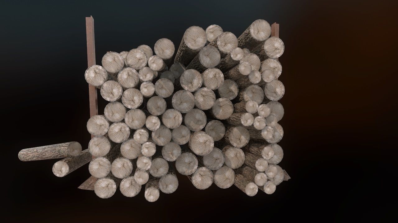 Low Poly Wood Logs Pile PBR Low-poly 3D model_6