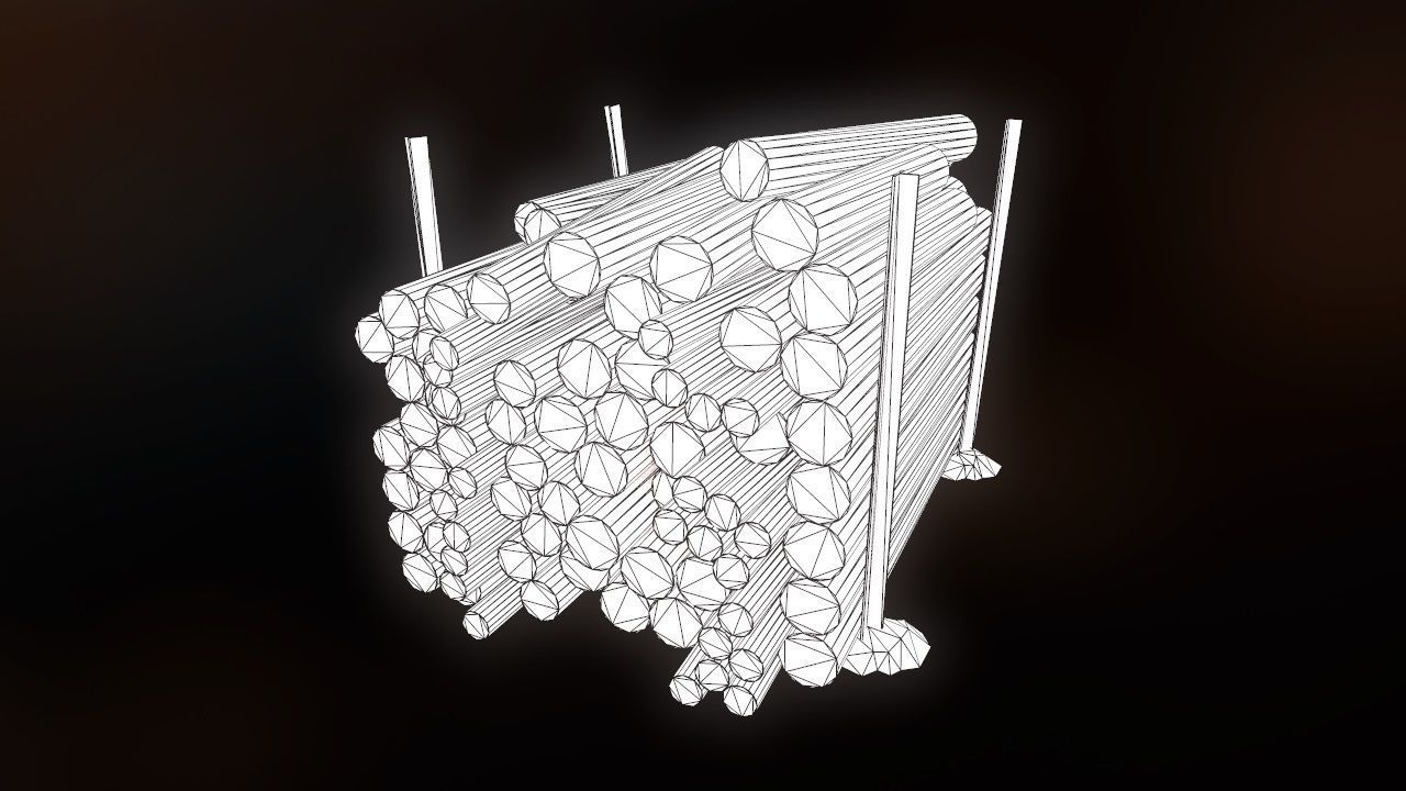 Low Poly Wood Logs Pile PBR Low-poly 3D model_10