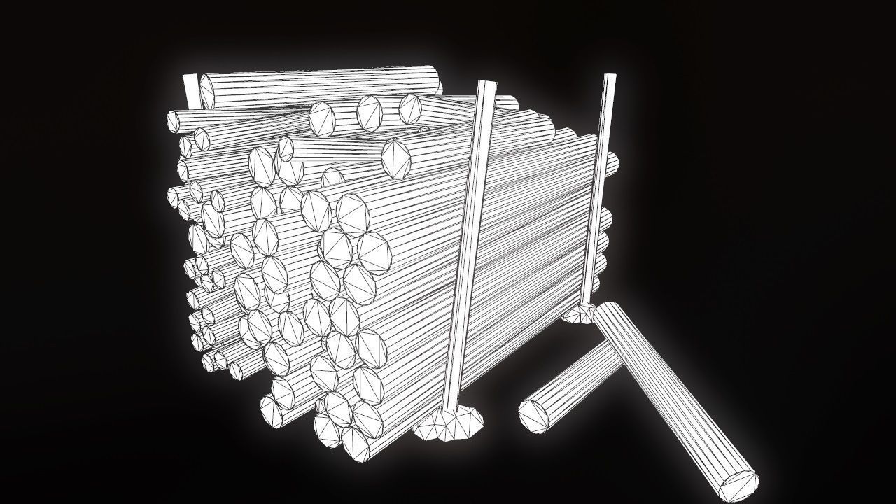 Low Poly Wood Logs Pile PBR Low-poly 3D model_12
