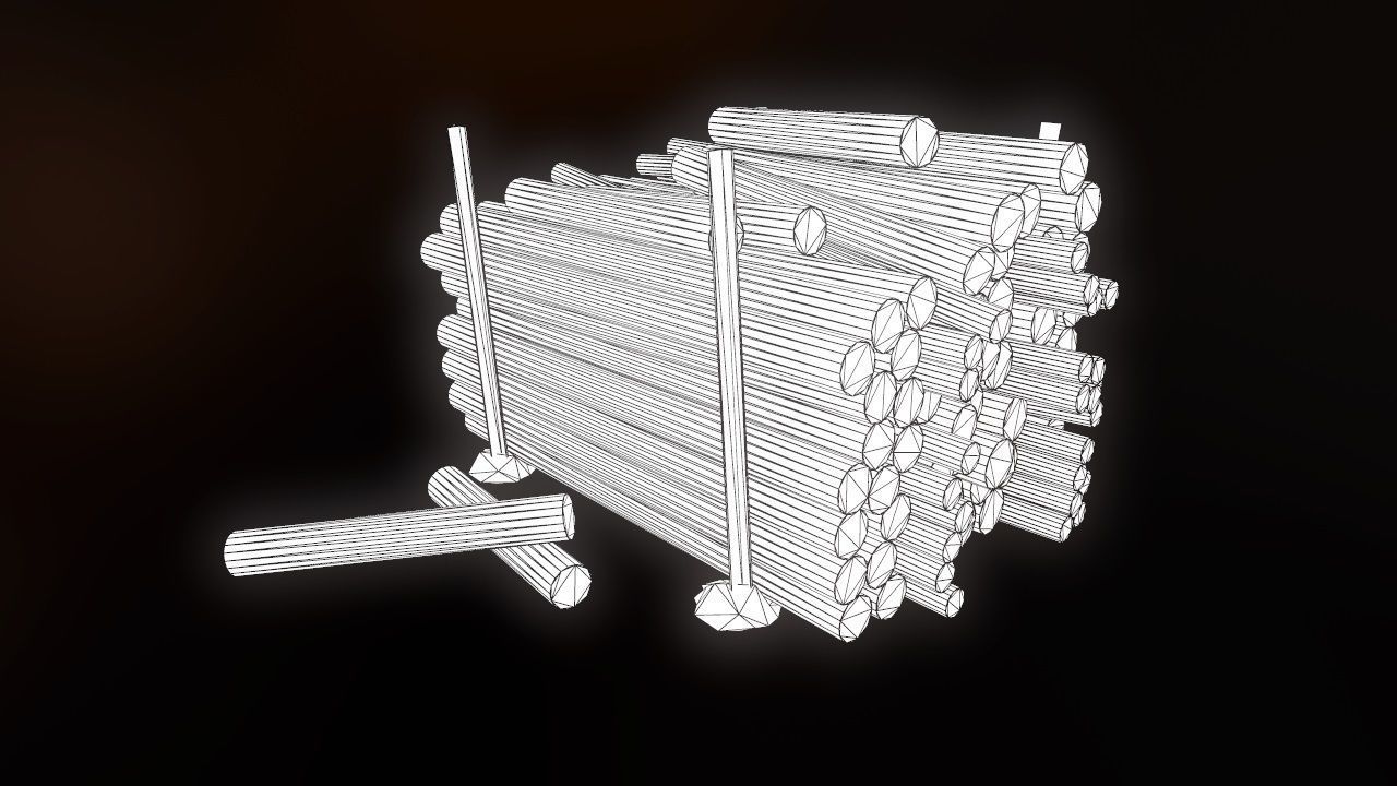Low Poly Wood Logs Pile PBR Low-poly 3D model_11
