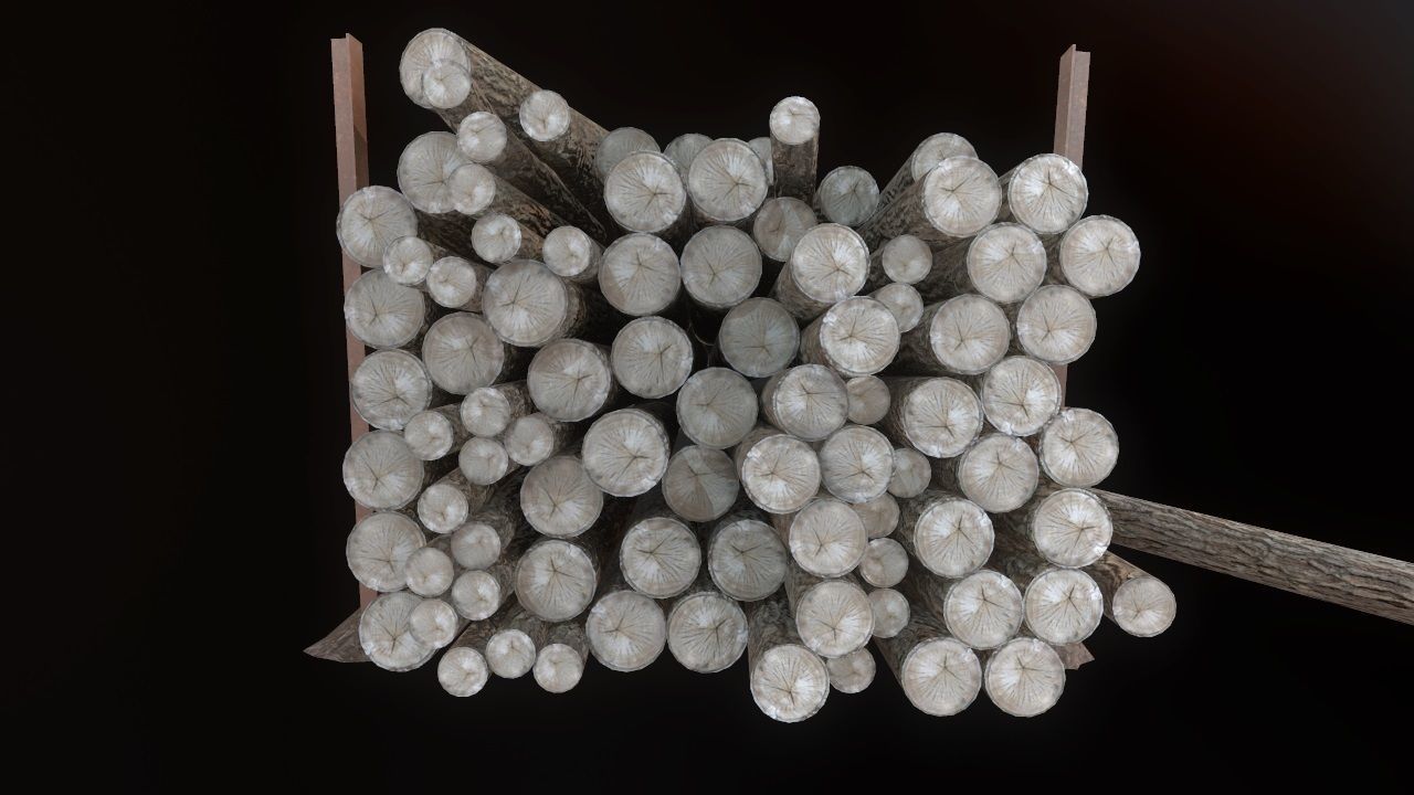 Low Poly Wood Logs Pile PBR Low-poly 3D model_7