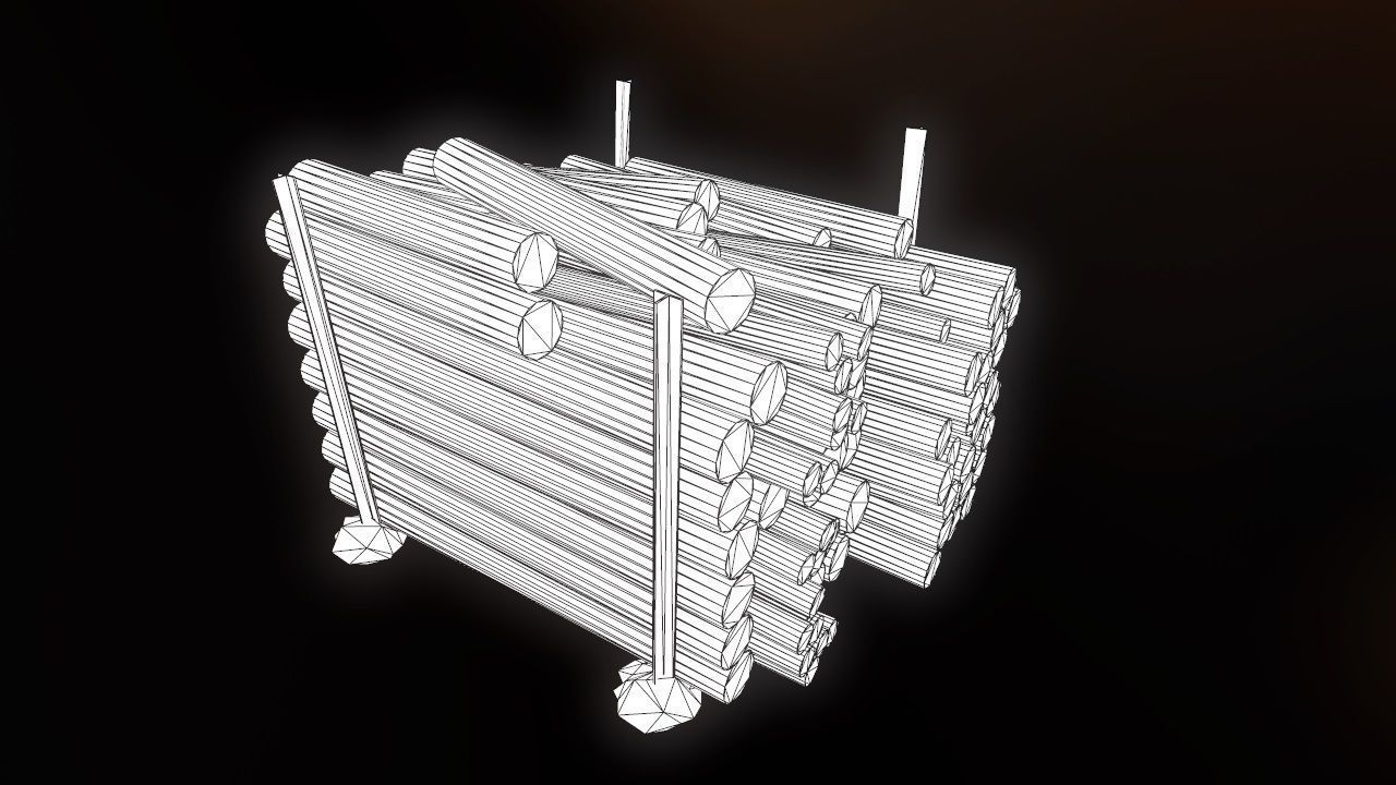Low Poly Wood Logs Pile PBR Low-poly 3D model_13