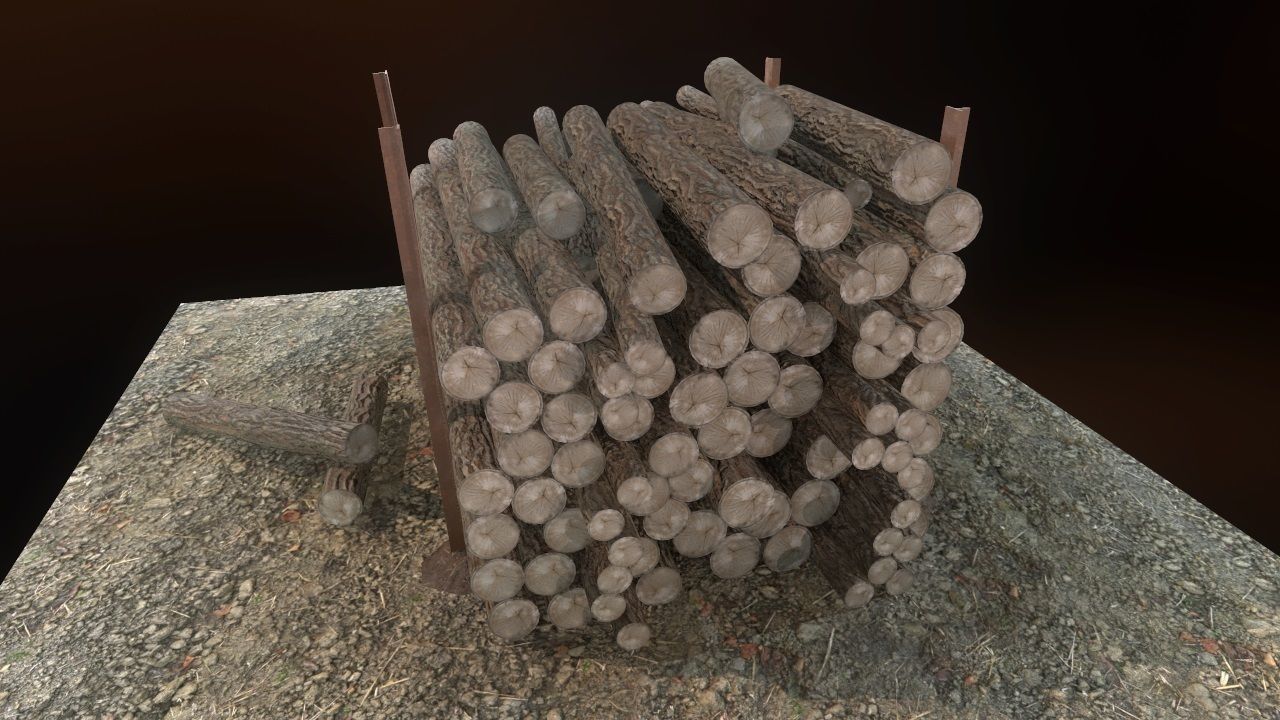 Low Poly Wood Logs Pile PBR Low-poly 3D model_1