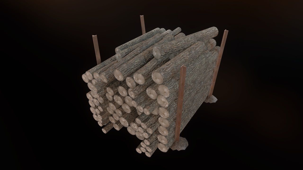 Low Poly Wood Logs Pile PBR Low-poly 3D model_5