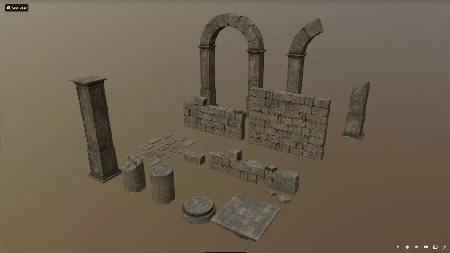 Ancient Ruins Asset Pack Low-poly 3D model_0