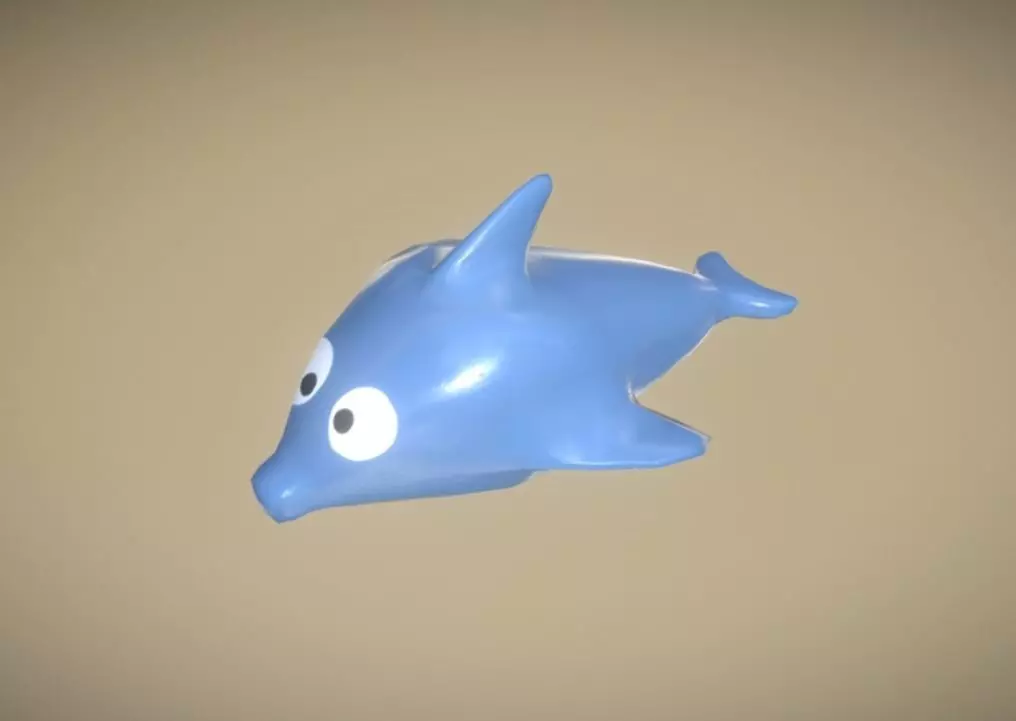 Game Ready Dolphin Plastic Blue Bath Toy Low Poly Low-poly 3D model