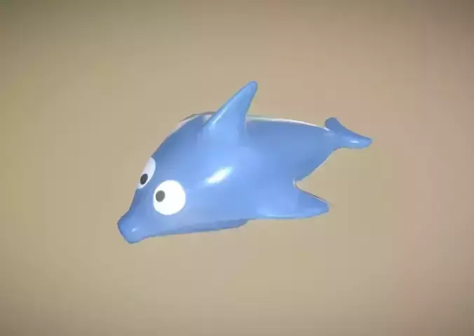Game Ready Dolphin Plastic Blue Bath Toy Low Poly Low-poly 3D model