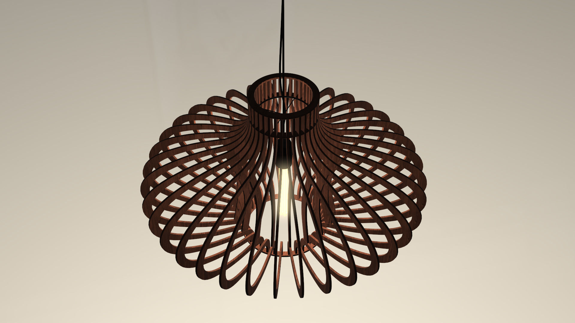 Wood Pendant Lamp 3D model_2