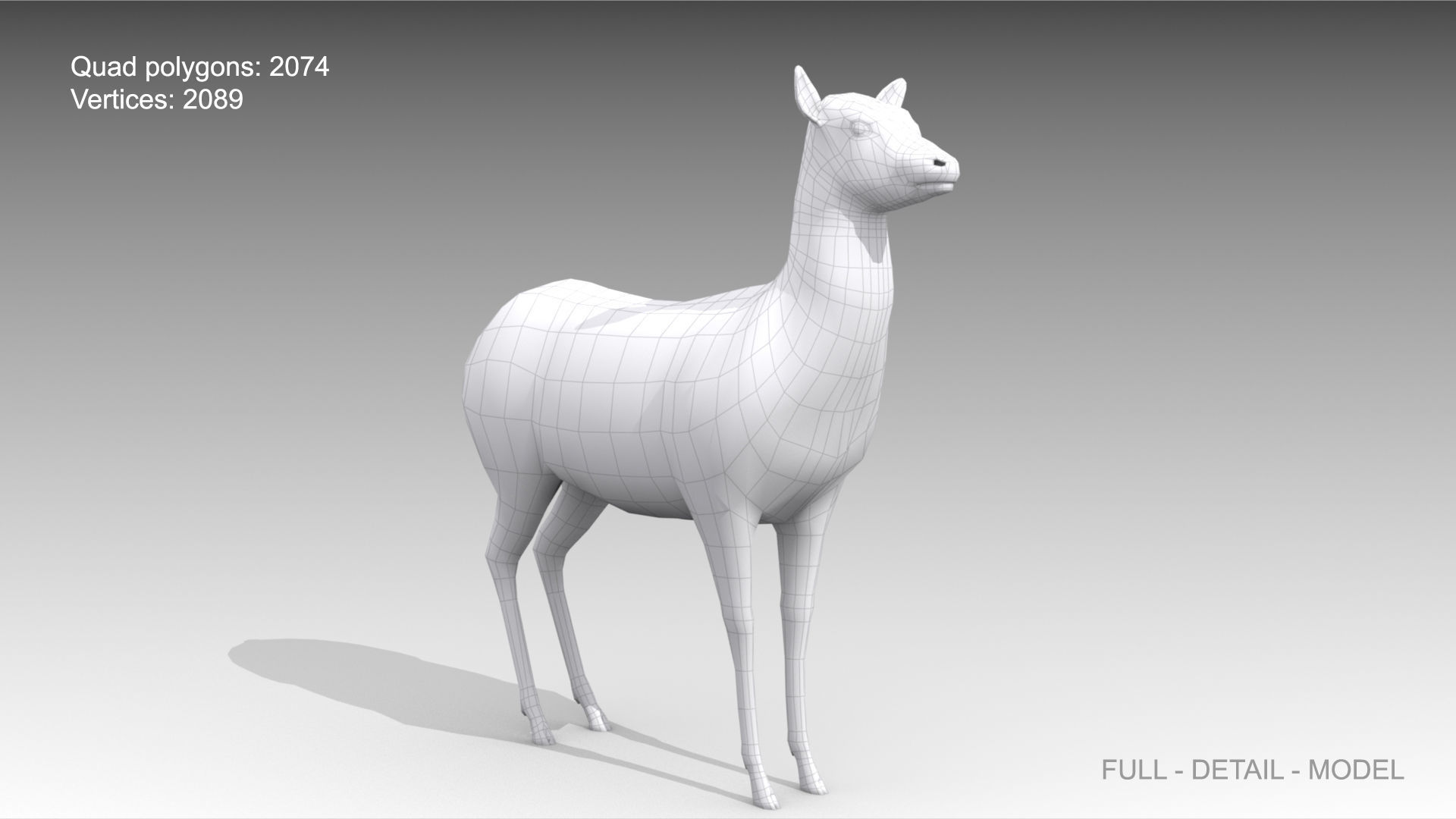 Female Deer Low-poly 3D model_6