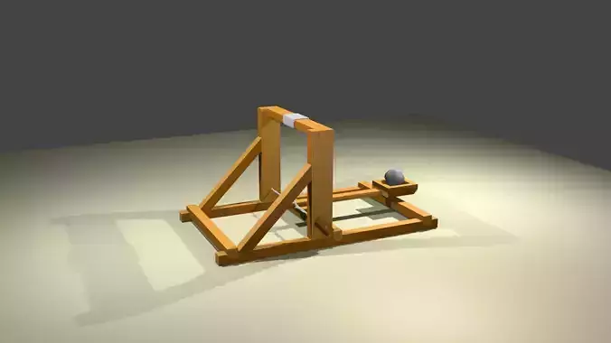 Torsion catapult - Catapulta de torsion Low-poly 3D model