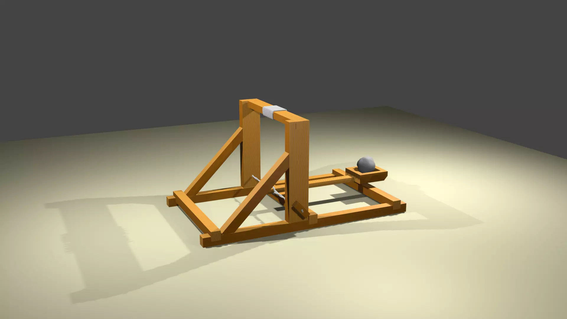 Torsion catapult - Catapulta de torsion Low-poly 3D model_0