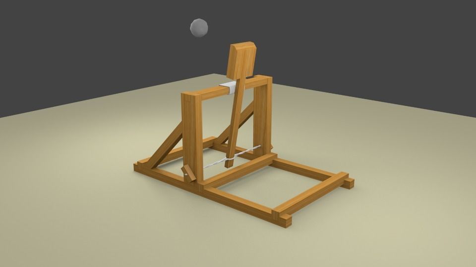 Torsion catapult - Catapulta de torsion Low-poly 3D model_3