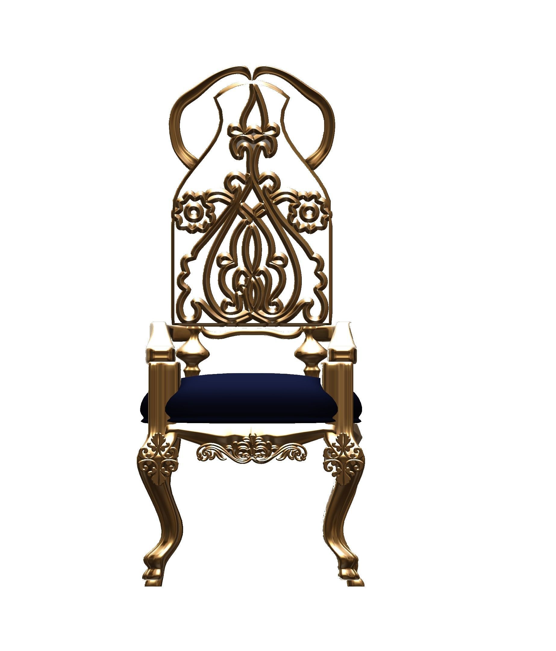chair ornate gold throne 3D model_5