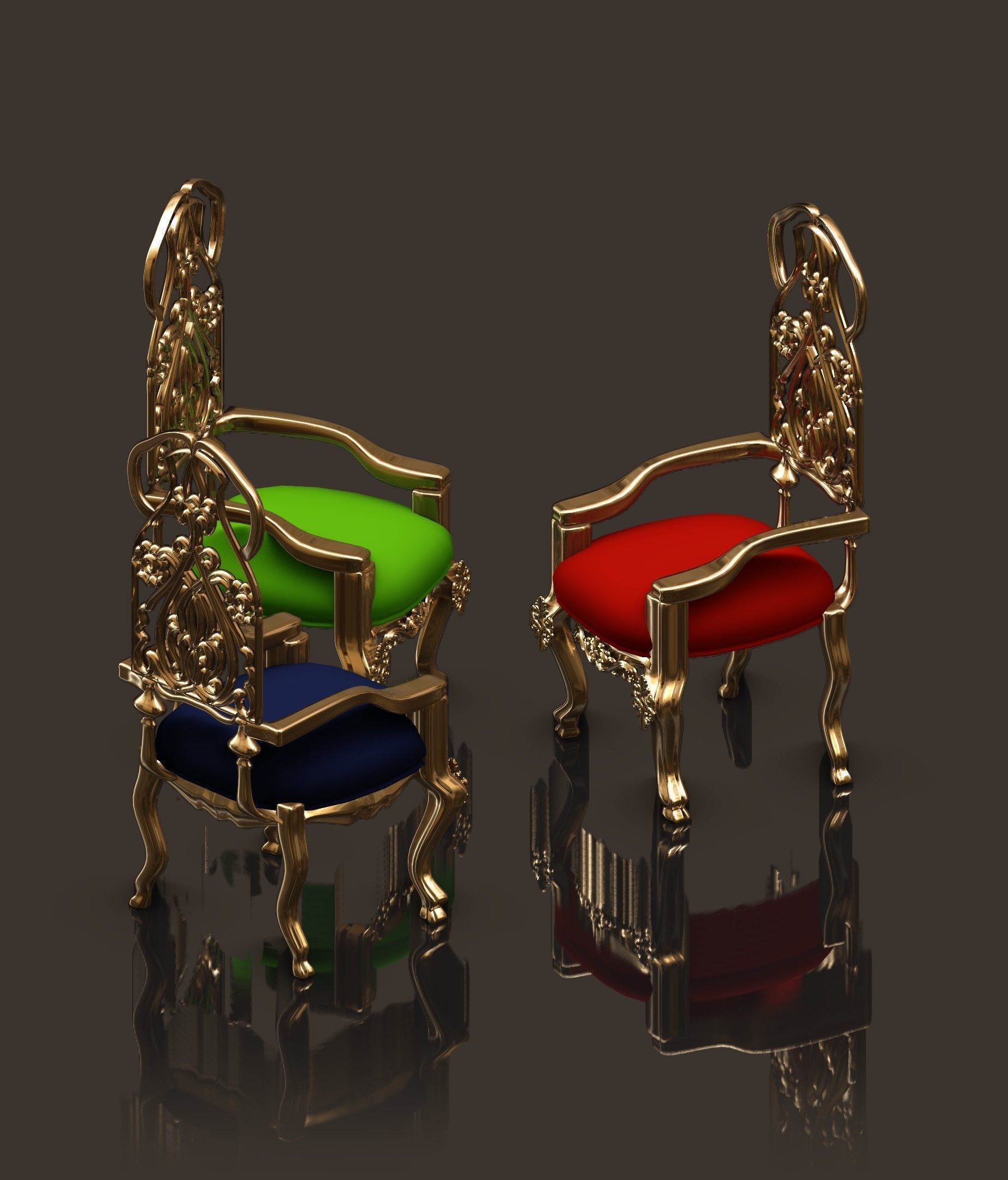 chair ornate gold throne 3D model_4