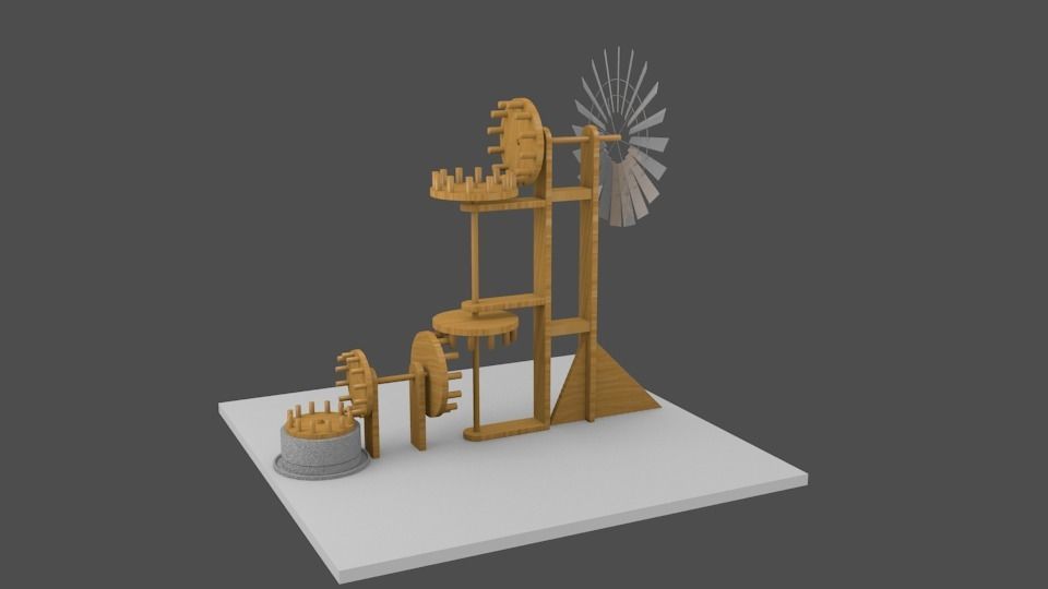 Old windmill with gears - Viejo molino con engranajes 3D model_2