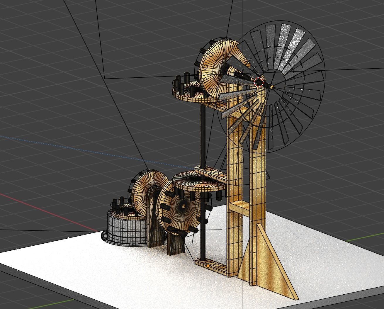 Old windmill with gears - Viejo molino con engranajes 3D model_5