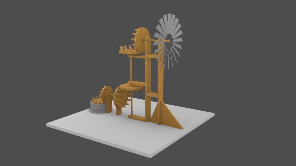 Old windmill with gears - Viejo molino con engranajes 3D model_3