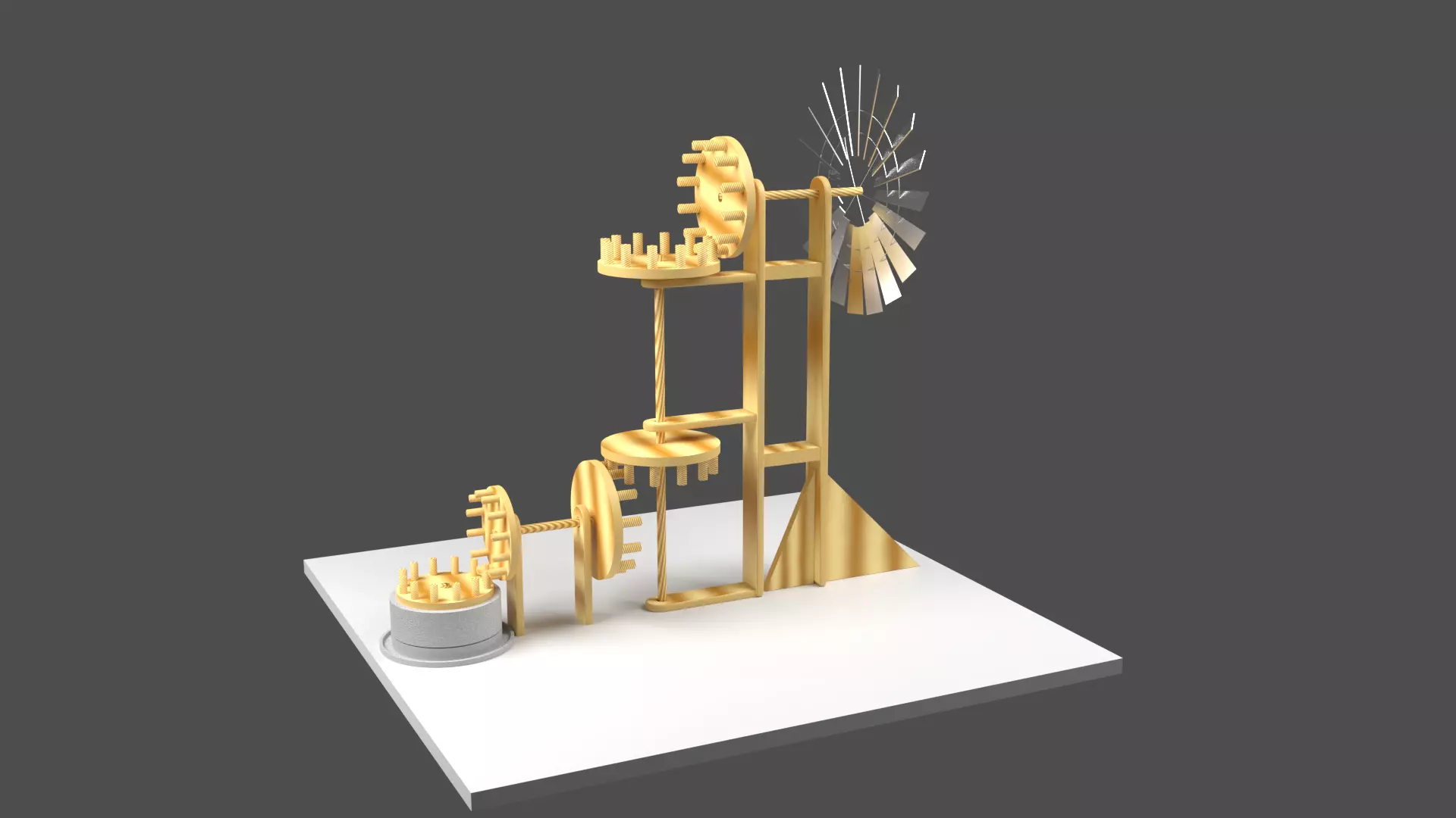 Old windmill with gears - Viejo molino con engranajes 3D model_0