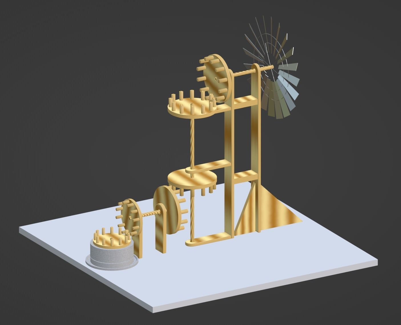 Old windmill with gears - Viejo molino con engranajes 3D model_4
