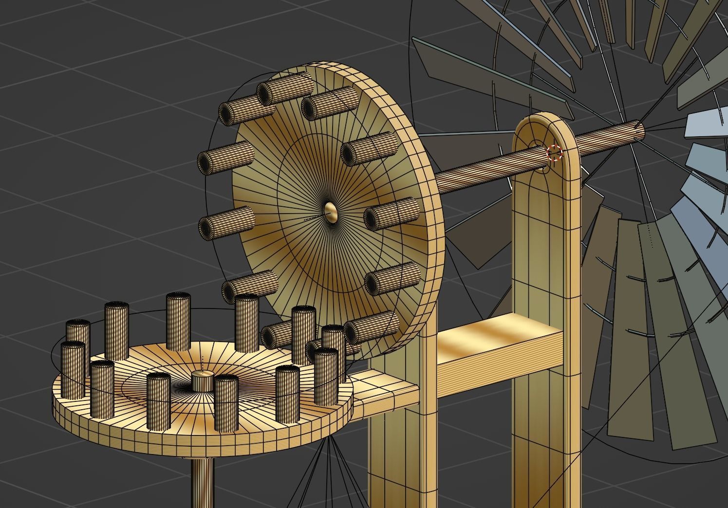 Old windmill with gears - Viejo molino con engranajes 3D model_6