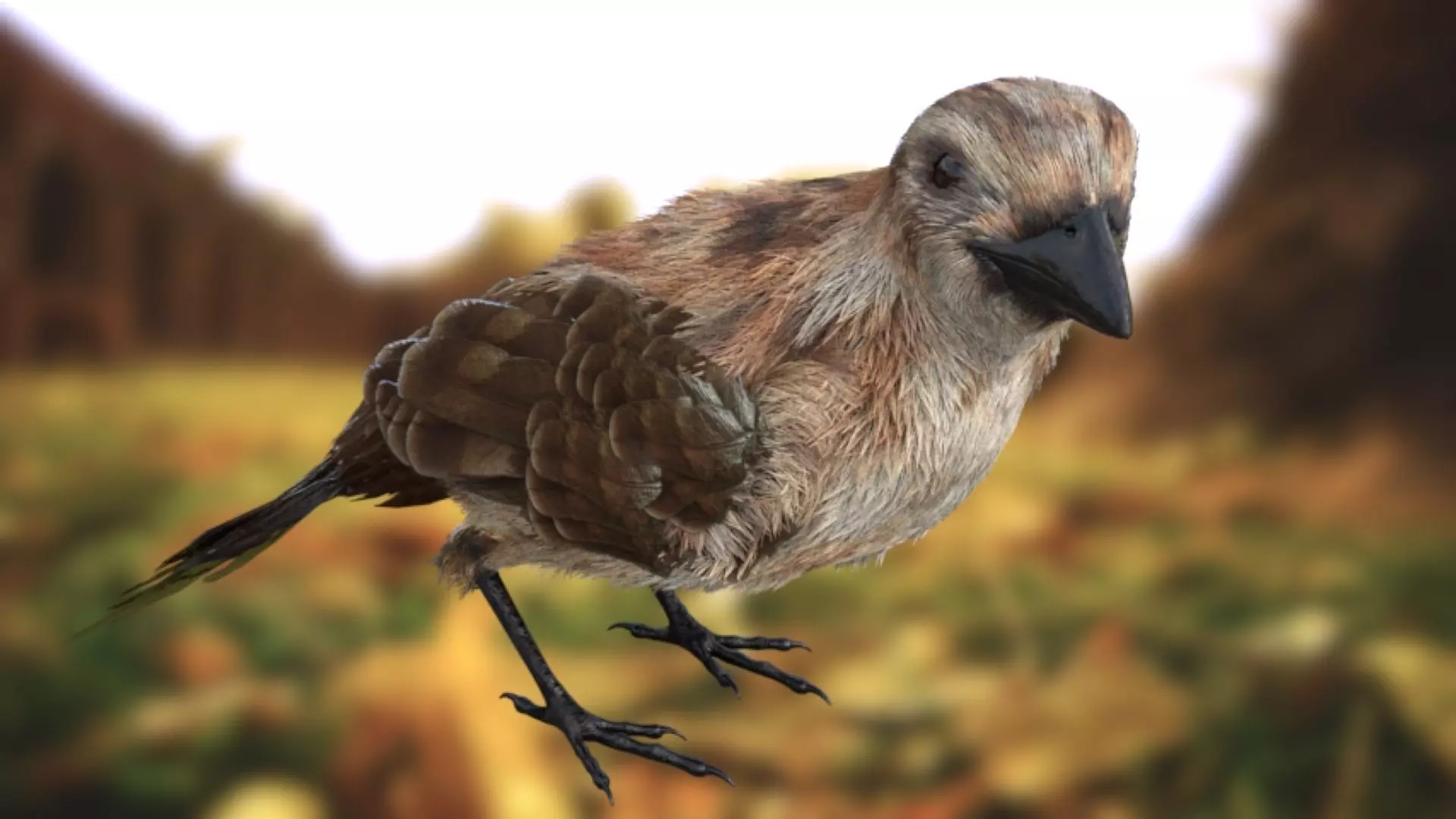 sparrow bird flying in sky 3D model_0