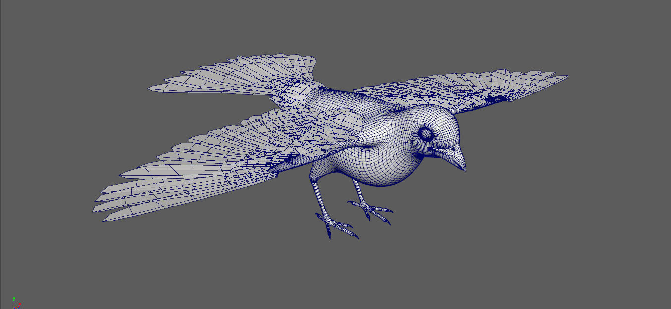 sparrow bird flying in sky 3D model_4