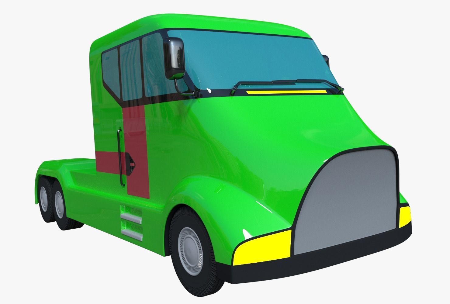 Futuristic semi truck 3D model_1