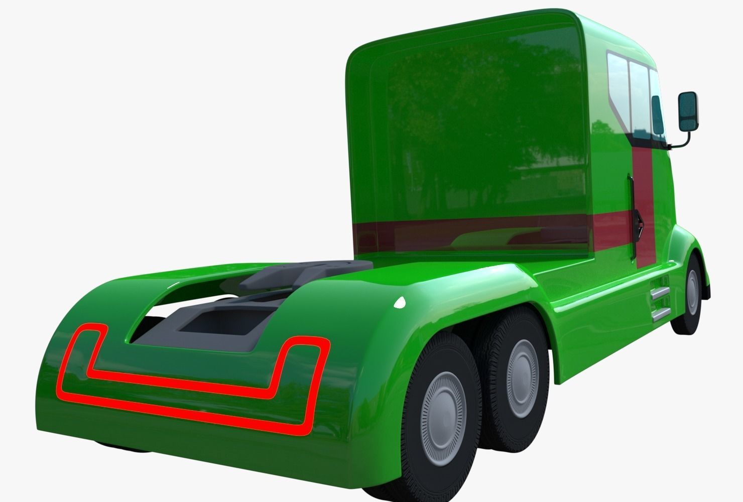Futuristic semi truck 3D model_3