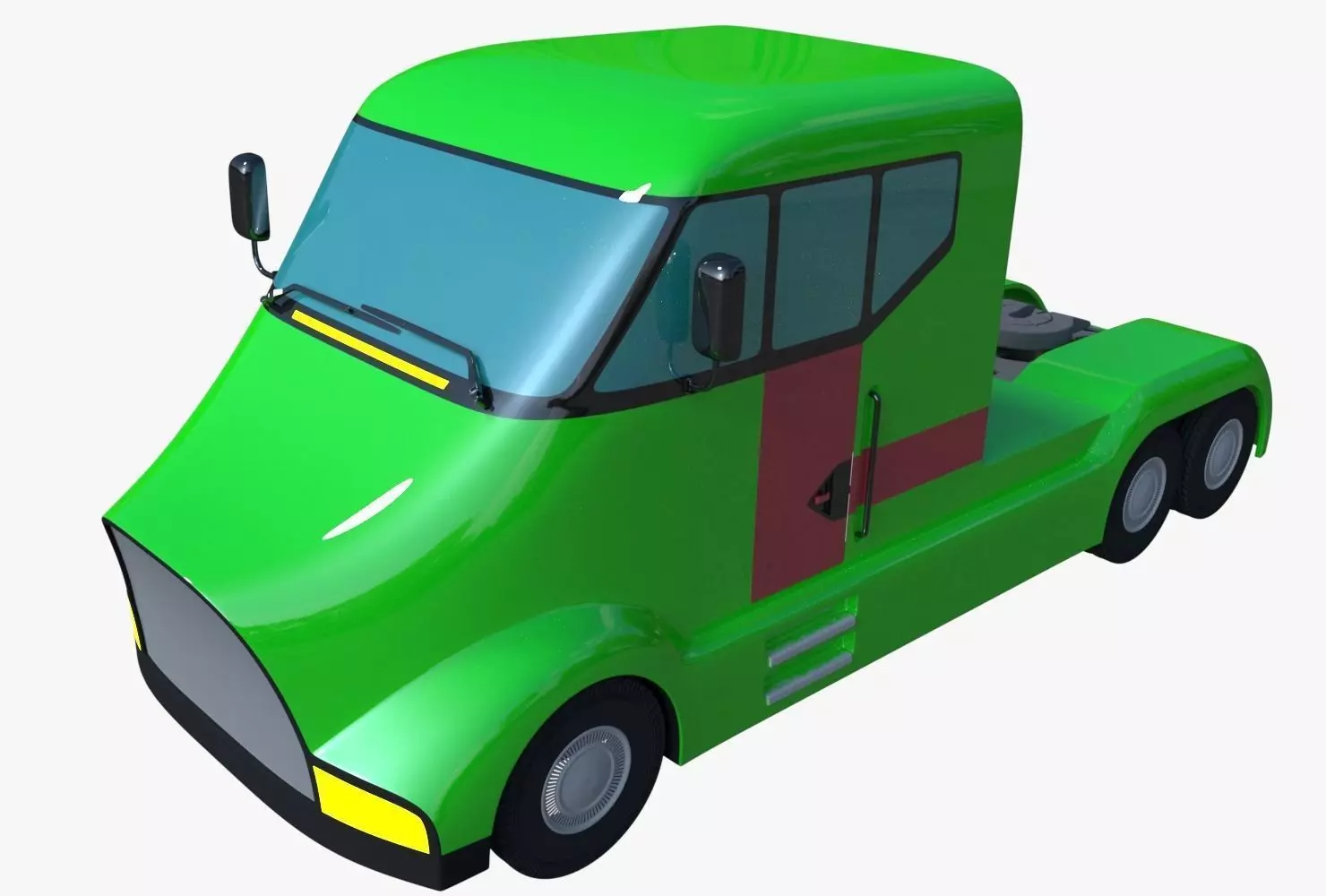 Futuristic semi truck 3D model_0