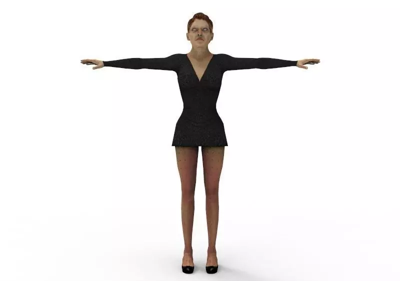 3D Black Dress Female Woman buss Low-poly 3D model_0
