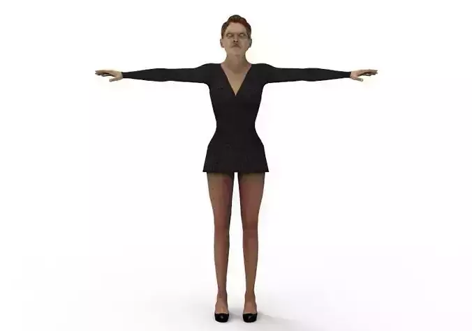 3D Black Dress Female Woman buss Low-poly 3D model