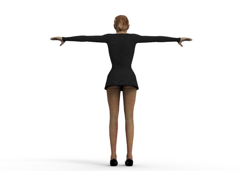 3D Black Dress Female Woman buss Low-poly 3D model_1