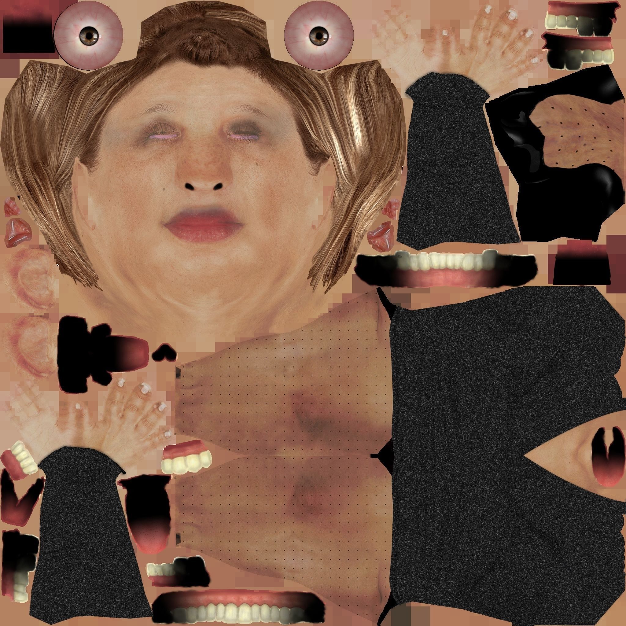 3D Black Dress Female Woman buss Low-poly 3D model_4