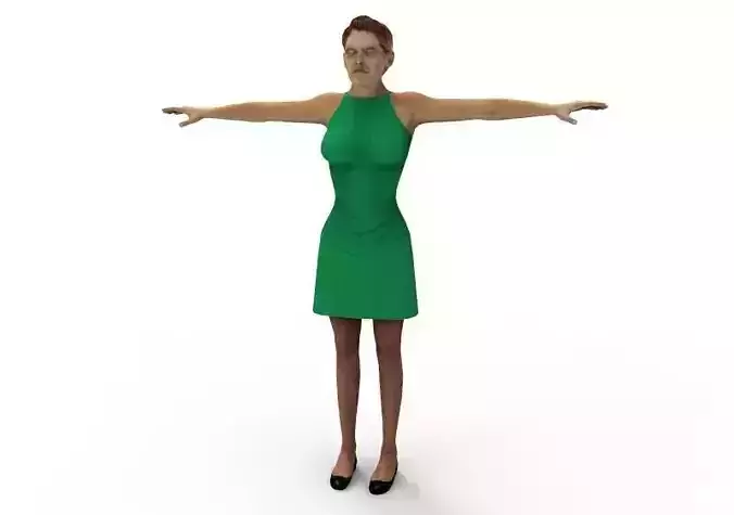Green Dress Mature Fbx Chracter Mom Mature