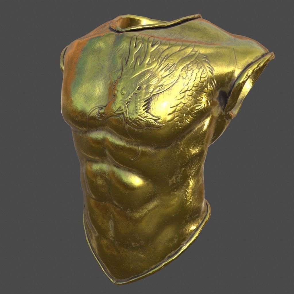 armor gold shirt Low-poly 3D model_7