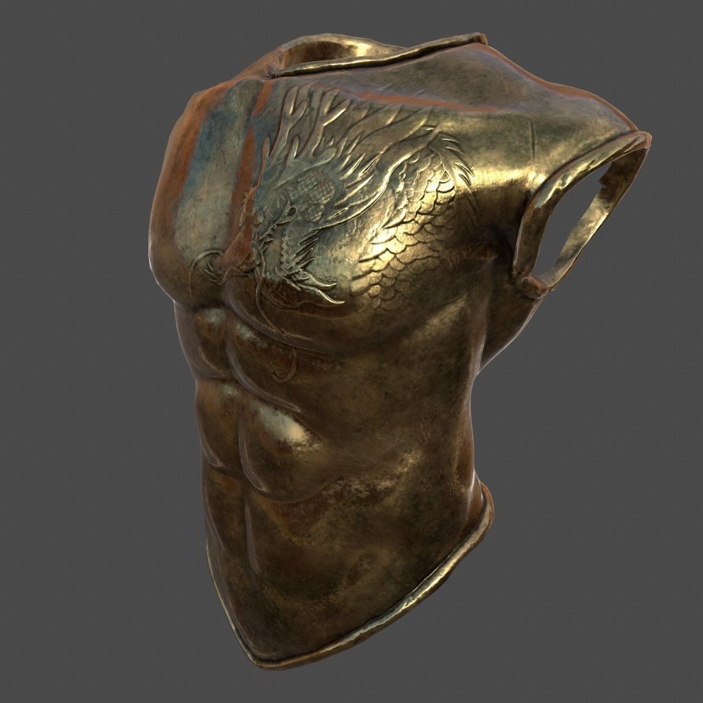 armor 4 bronze chest Low-poly 3D model_7