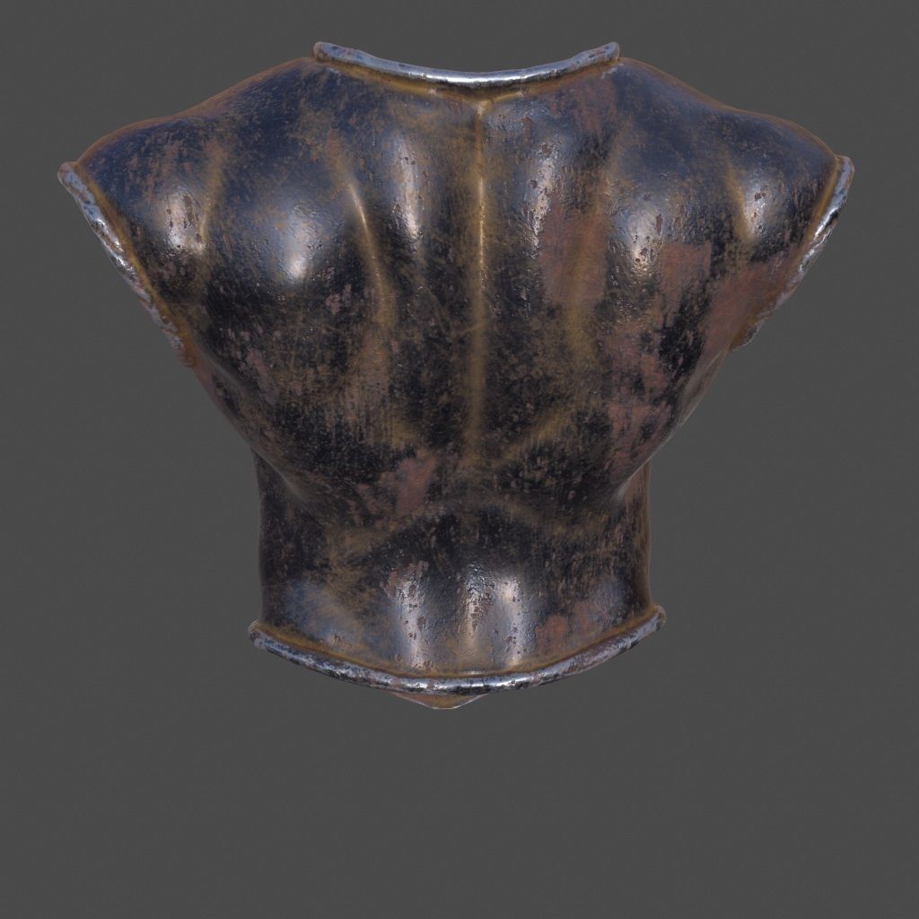 armor 6 chest of bronze statue Low-poly 3D model_4