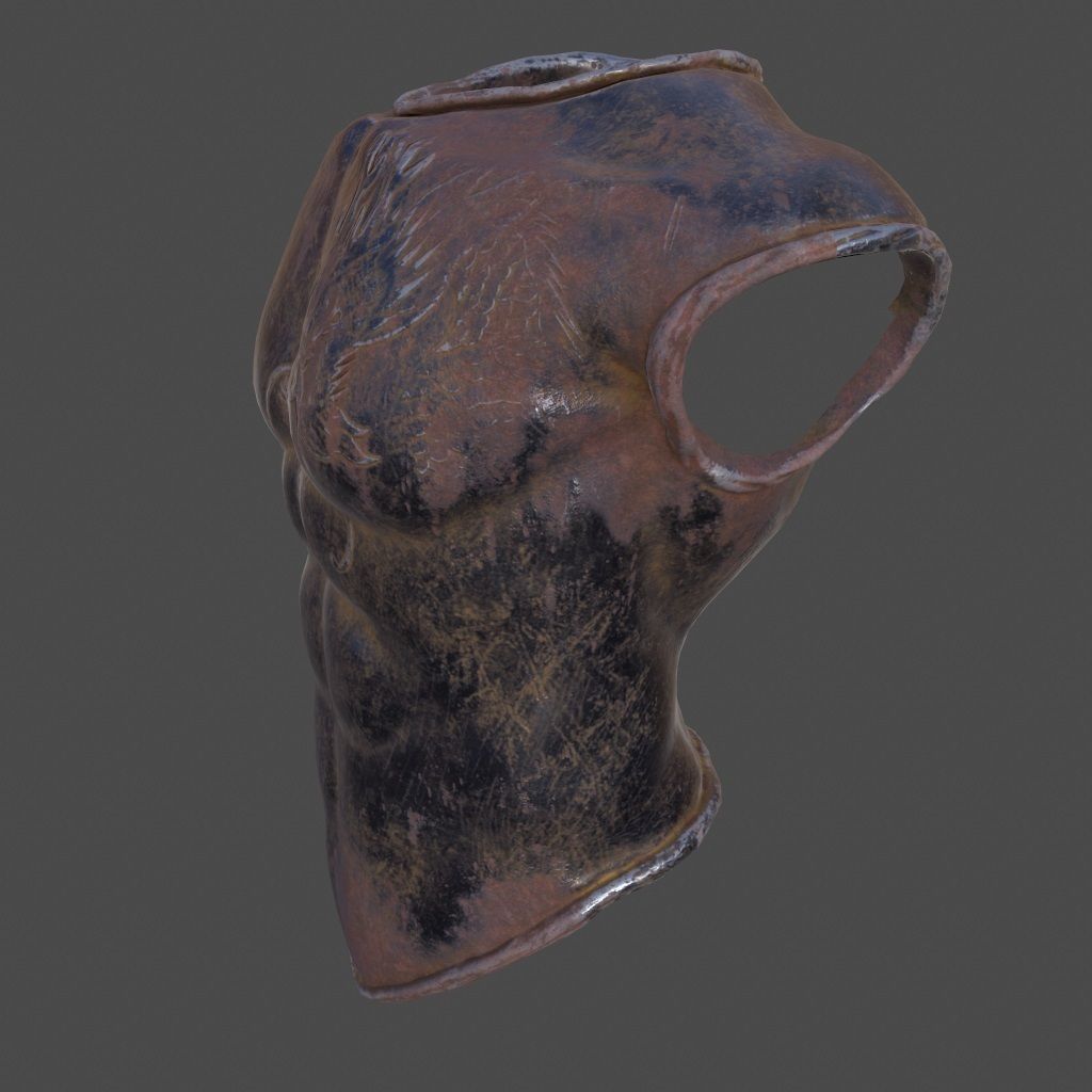 armor 6 chest of bronze statue Low-poly 3D model_6