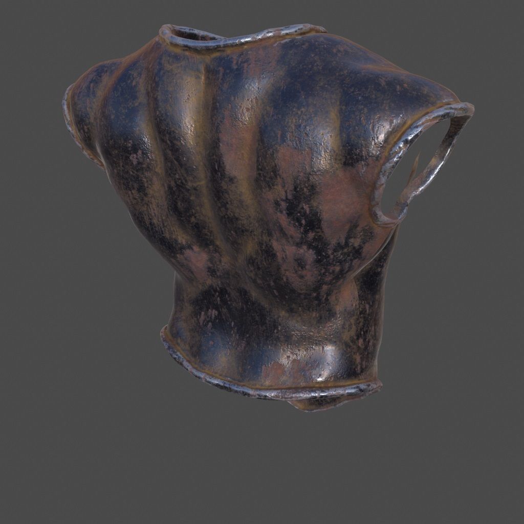 armor 6 chest of bronze statue Low-poly 3D model_3