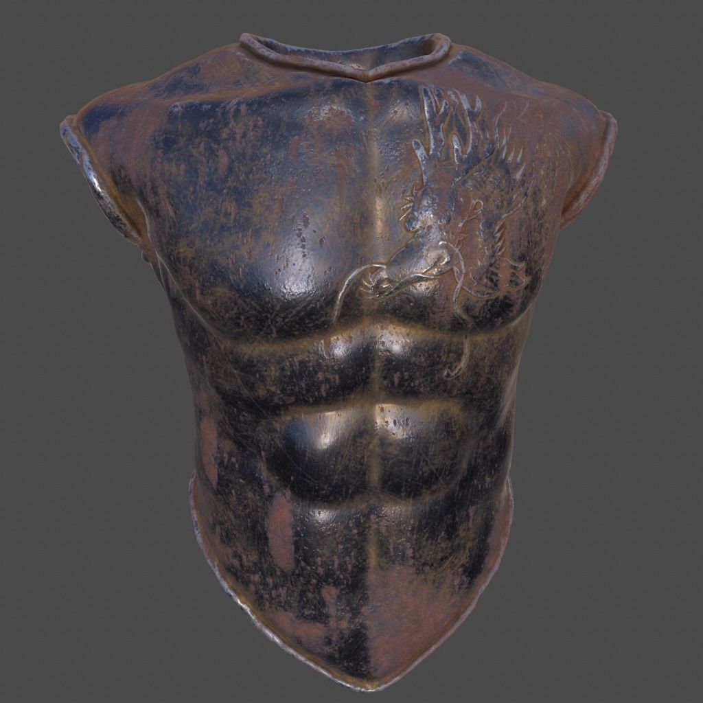 armor 6 chest of bronze statue Low-poly 3D model_8
