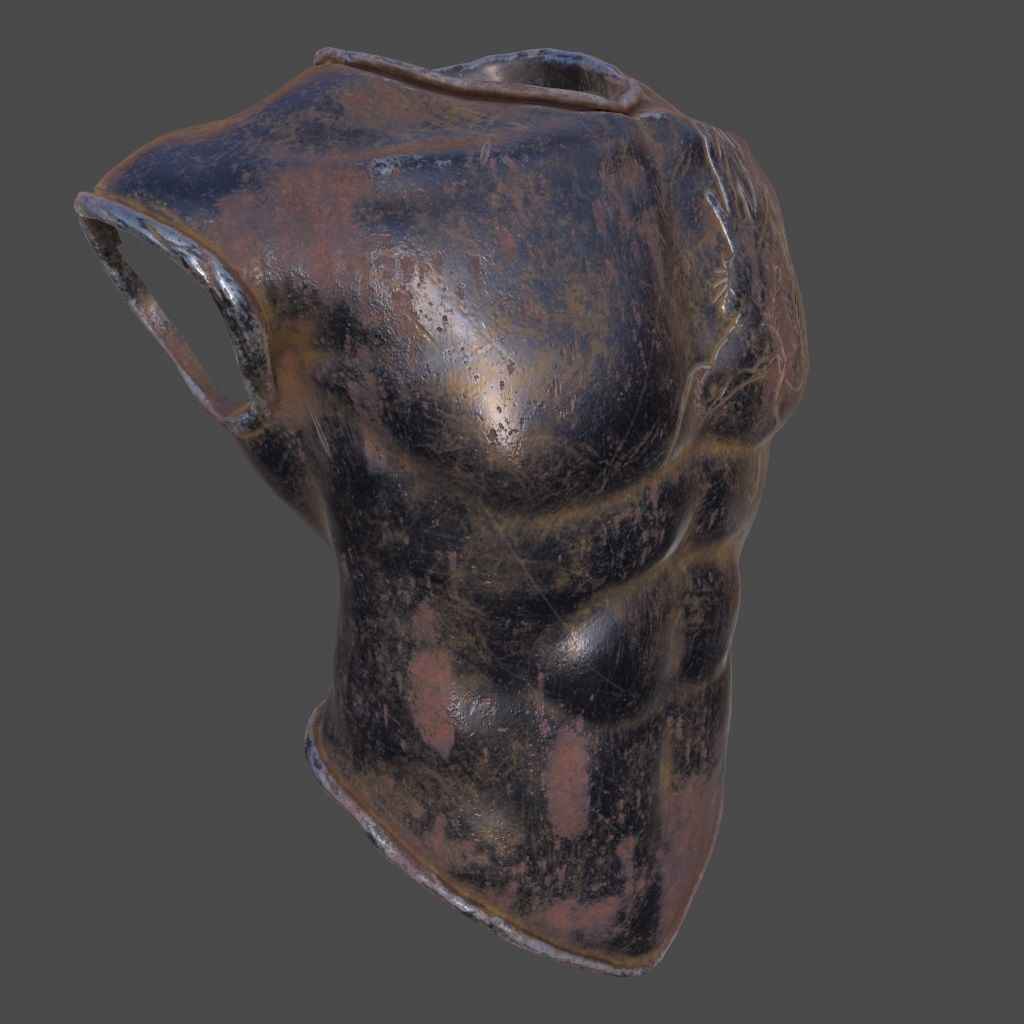 armor 6 chest of bronze statue Low-poly 3D model_1