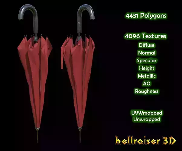 Umbrella - PBR - Textured Low-poly 3D model