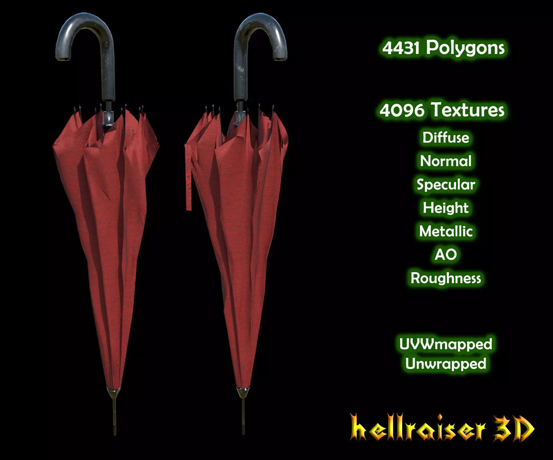 Umbrella - PBR - Textured Low-poly 3D model_0