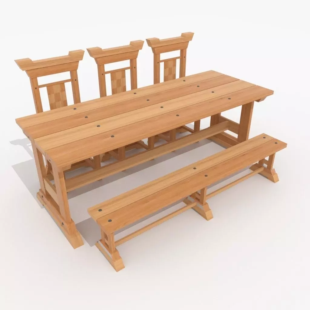 Dining Table Low-poly 3D model_0