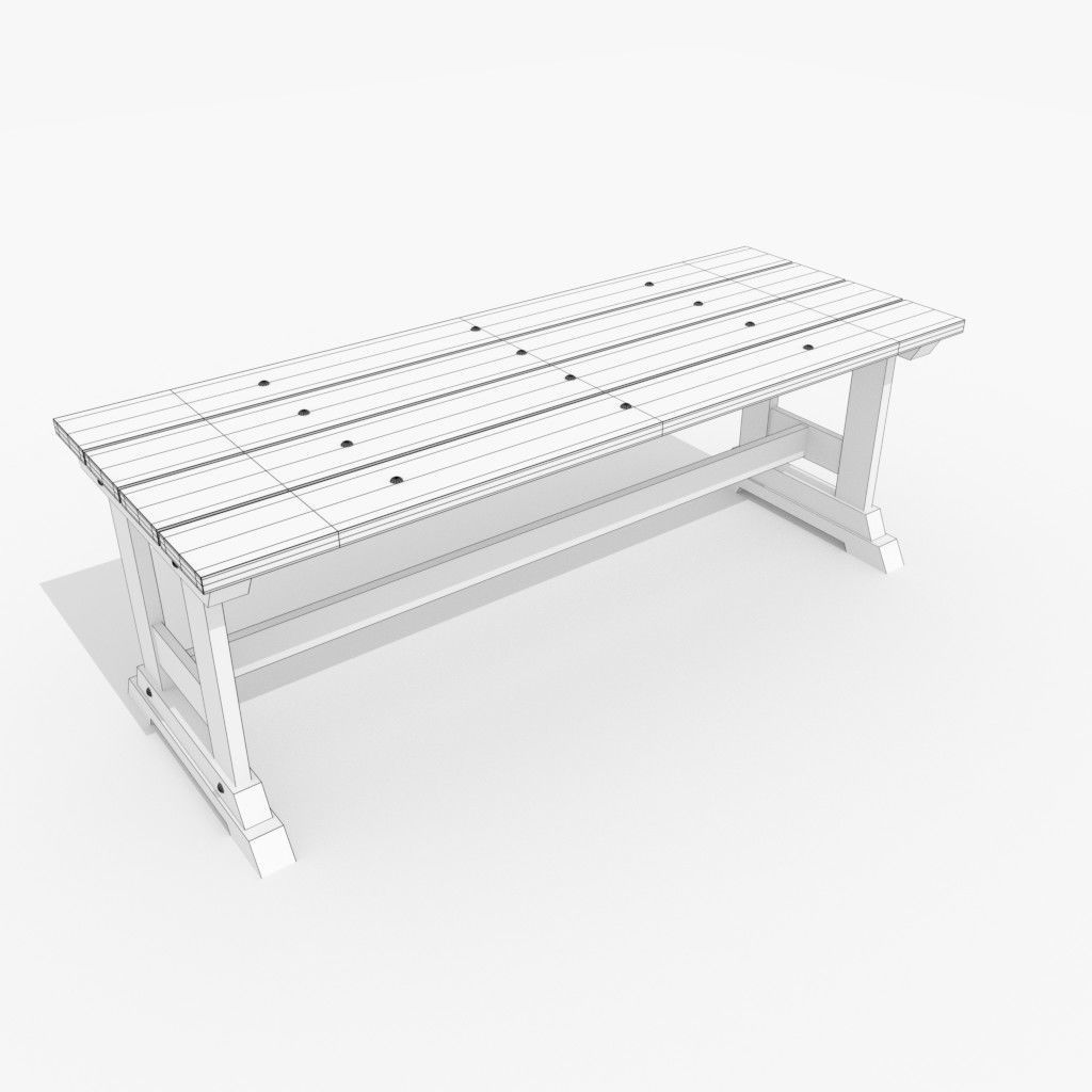 Dining Table Low-poly 3D model_7