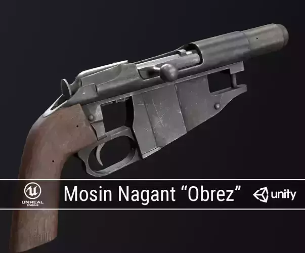 PBR Mosin Nagant Obrez Low-poly 3D model